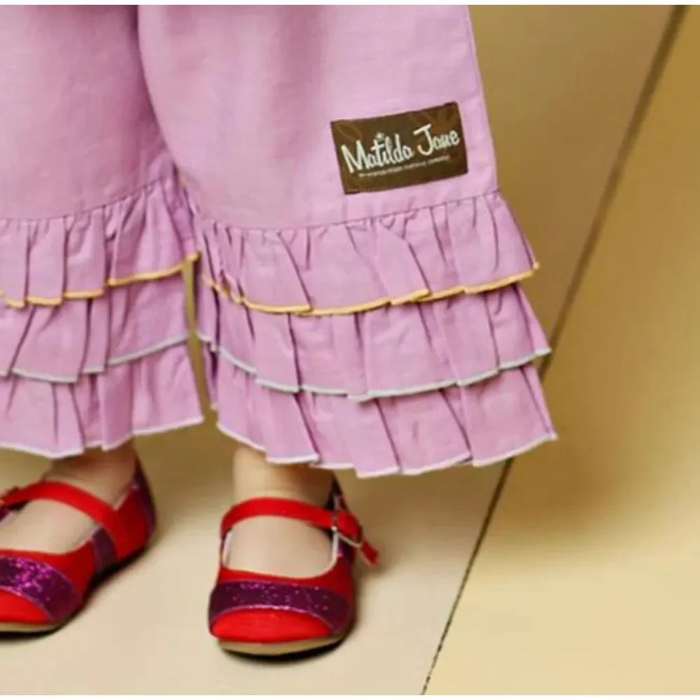 Matilda Jane girls 18M 2 triple ruffle Sweet Violet linen blend pants Good Hart